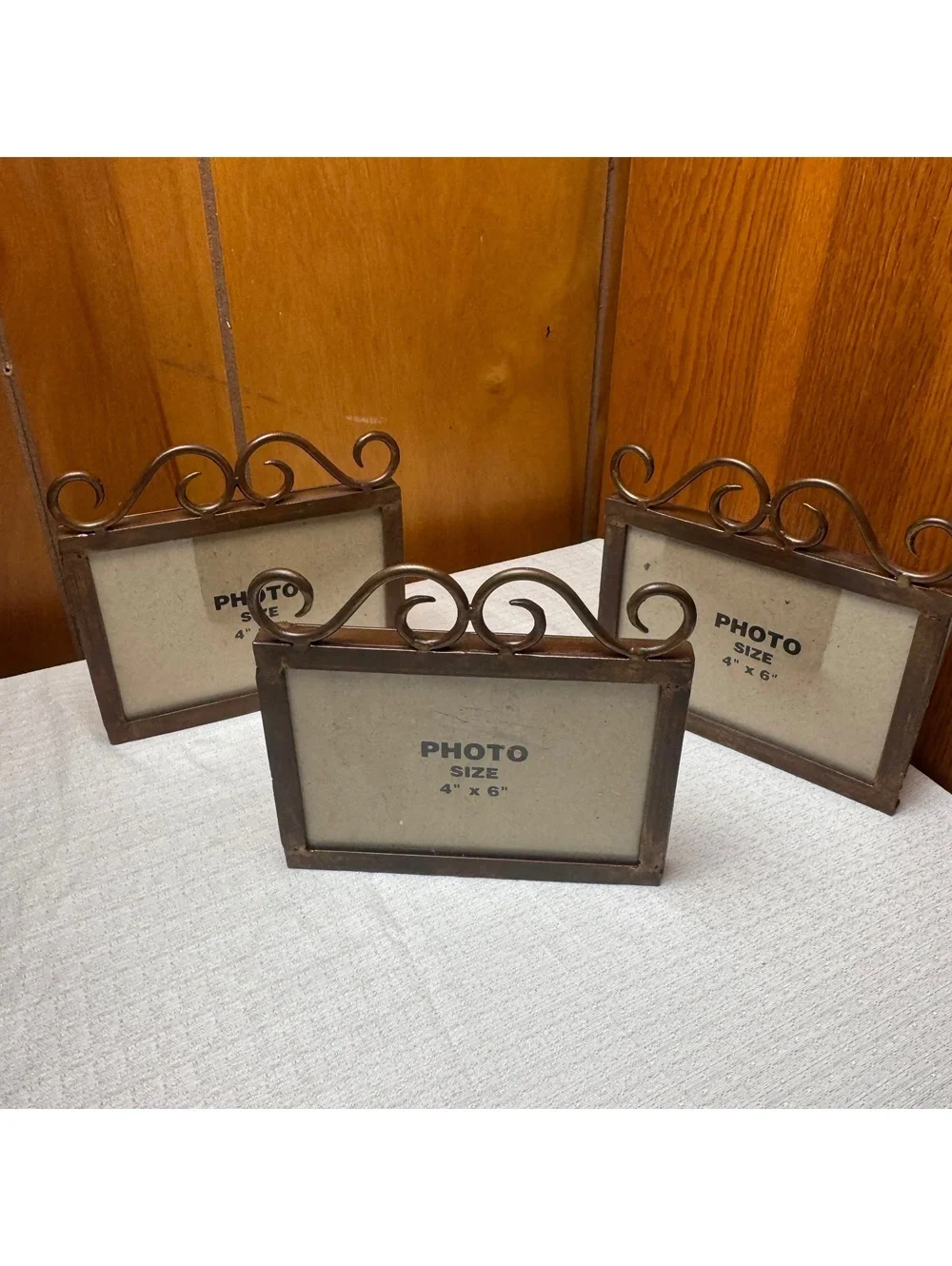 Heavy Metal Scroll Top 4x6 Picture Frame Rustic Brown Farmhouse Decor